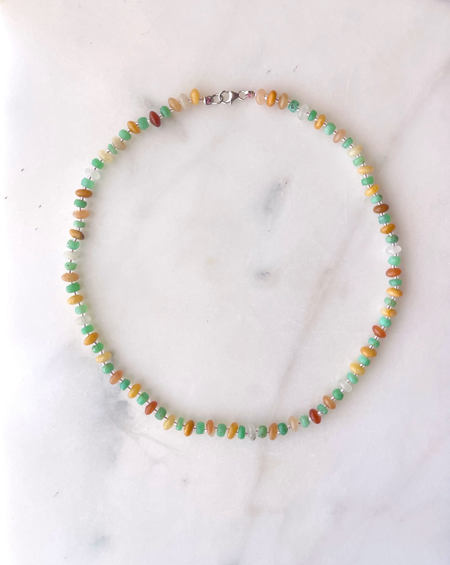Carnelian, Chrysoprase and Seed Beads Necklace