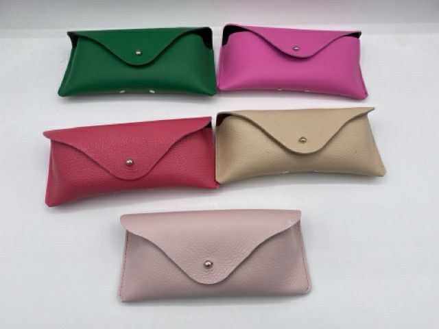 Leather Eyeglass Case with Stud Closure