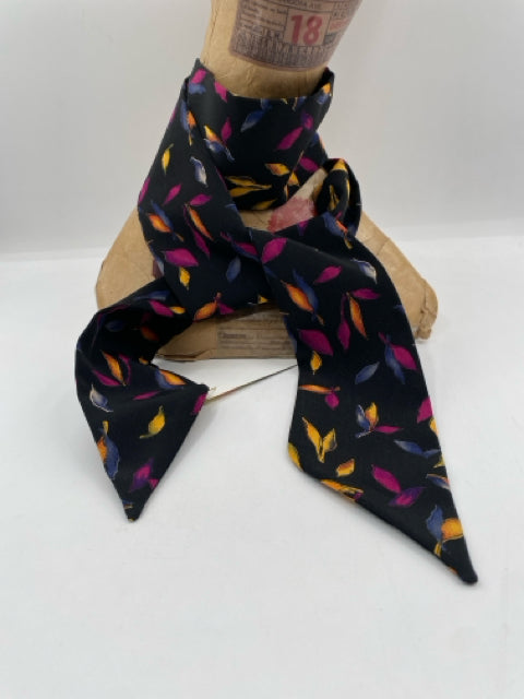 Multi Colored Leaves on a Black Background Skinny Scarvf
