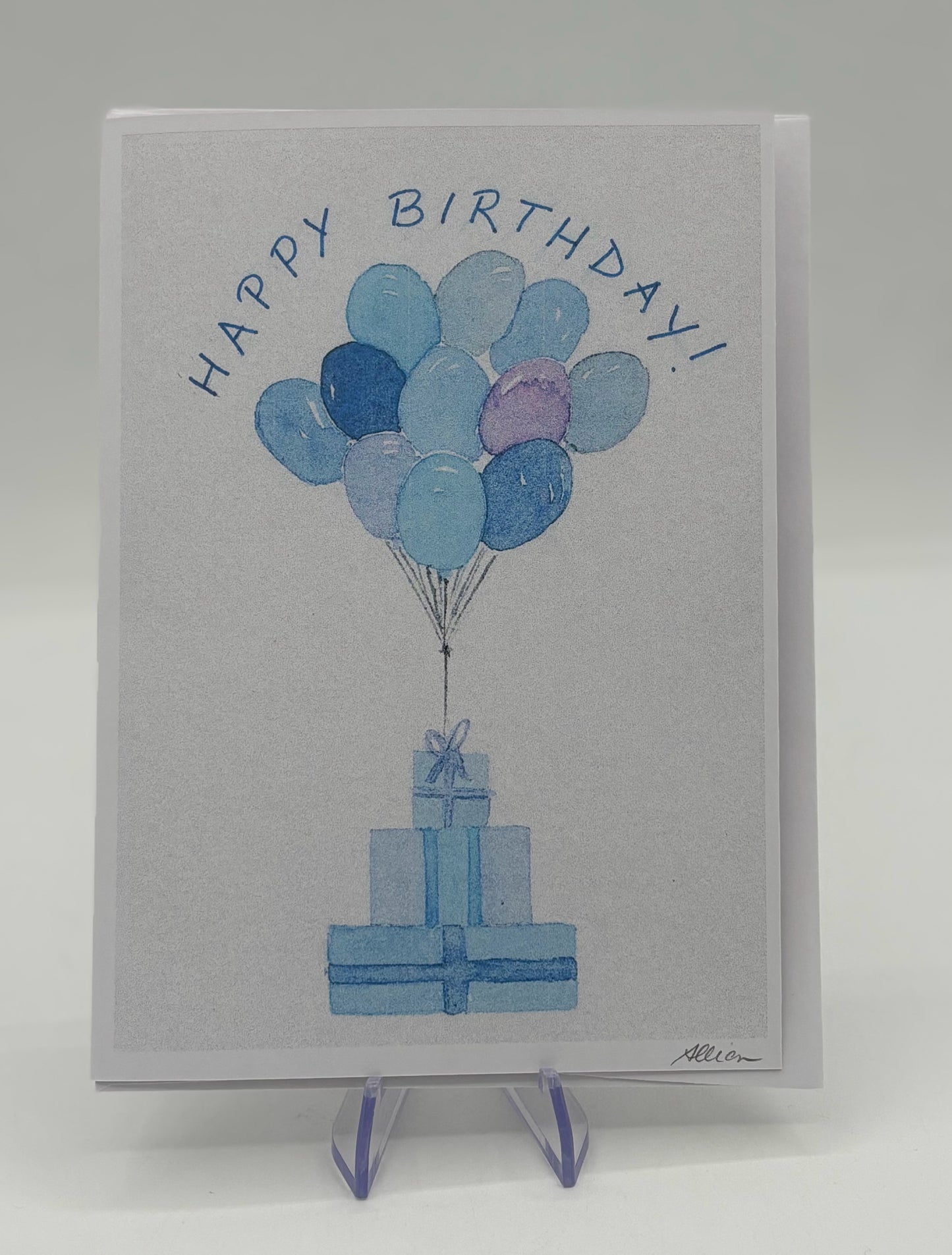 Blue Gifts Birhday Card