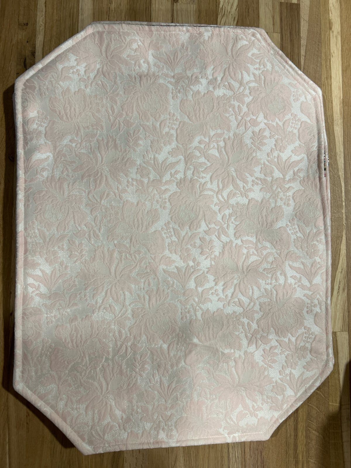 Set of 4 Placemats - red plaid/pink silver floral