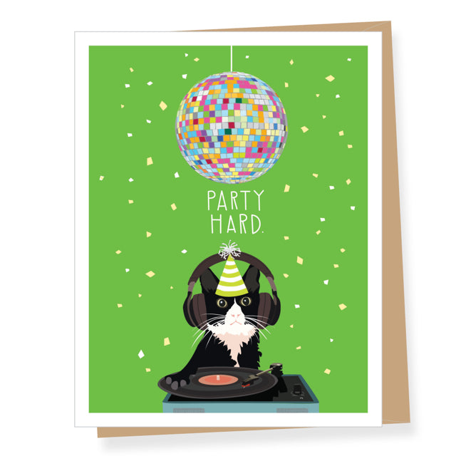 DJ Birthday Cat Card