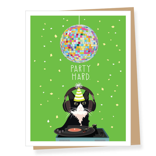 DJ Birthday Cat Card