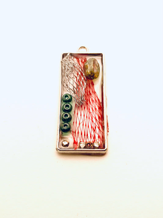 Small Resin Pendant, with Red Inlay