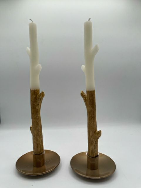 Boxed Set of Gold Stick Candle Set (2)
