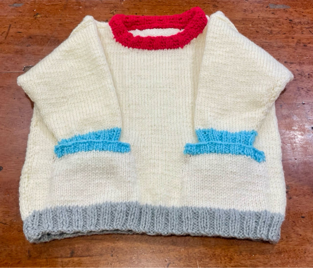 3 Y White Acrylic Knit Sweater with Pockets