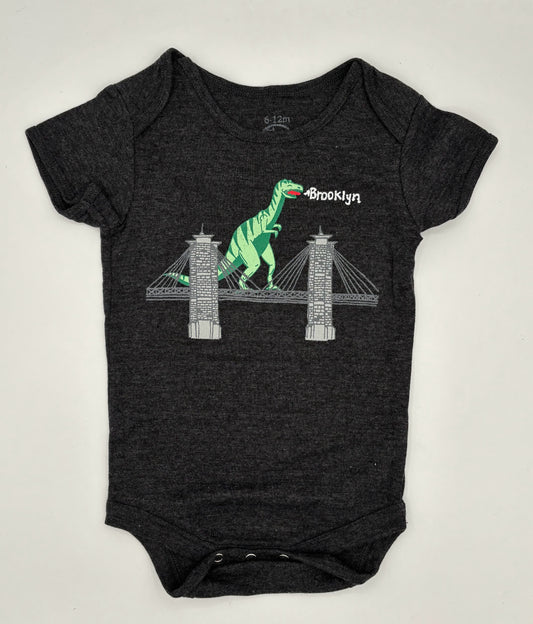 Dino on BK Bridge Onesie Black Size 3-6M