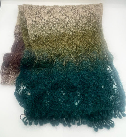 Multi Gradient Pure Mohair Knit Stole/Wrap