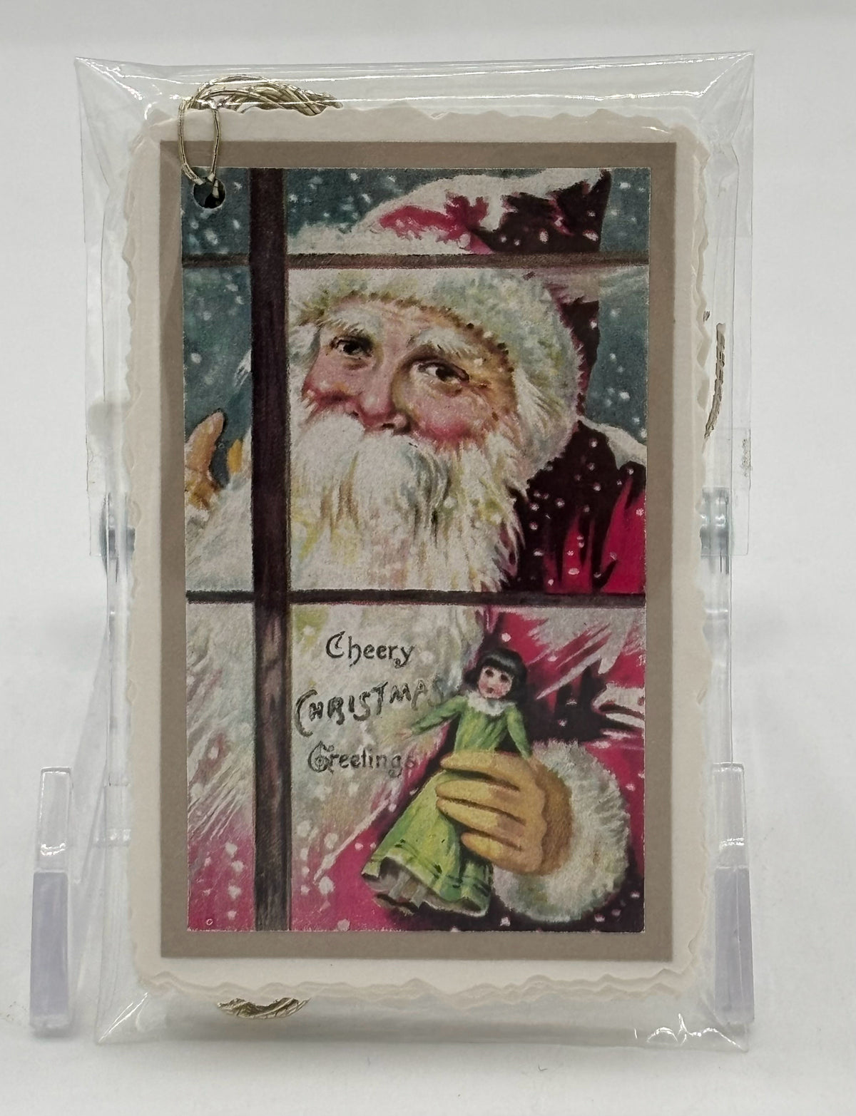 Santa Holds Doll 10-Pack Christmas Tags