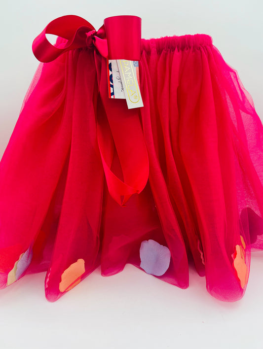 13" Petal Tutu in Raspberry with Pastel Petals