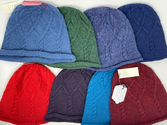 Adult Diamond Lattice Wool Knit Hat