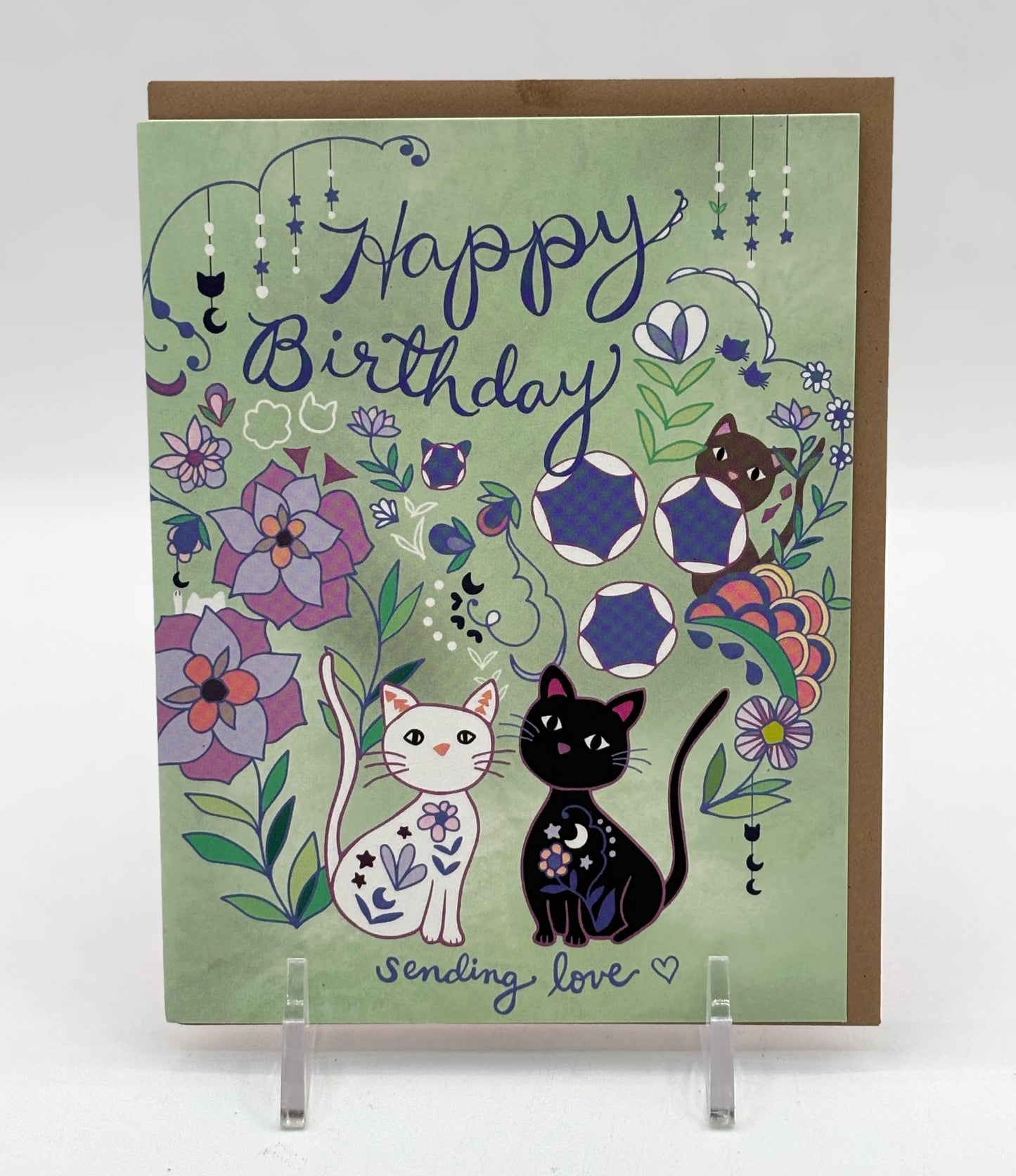 Cat Flower Birthday Card