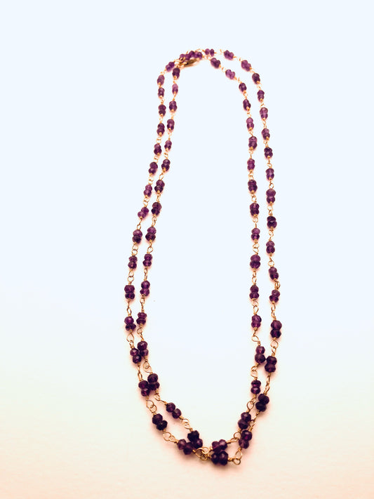 Hand Wrapped Amethyst double Strand Necklace