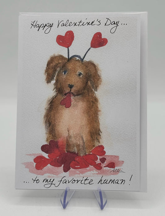 Dog with Hearts Valentine's Card