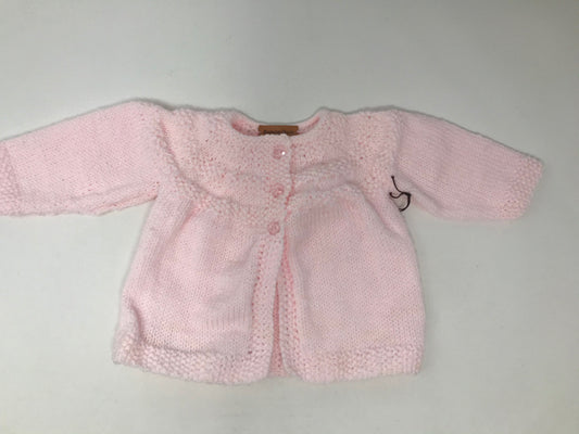 3-6 M Pink Acrylic Knit Cardigan