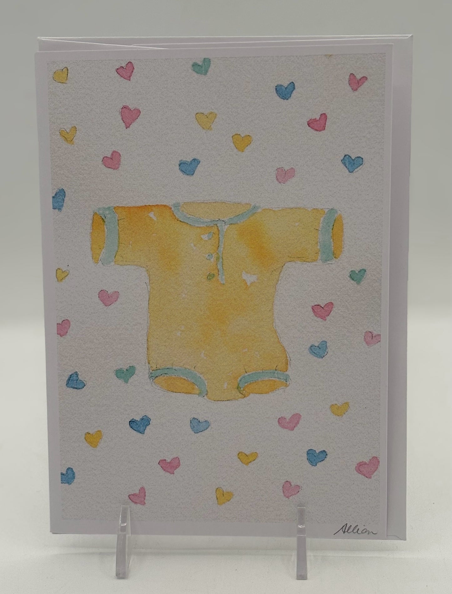Yellow Onsie New Baby Card