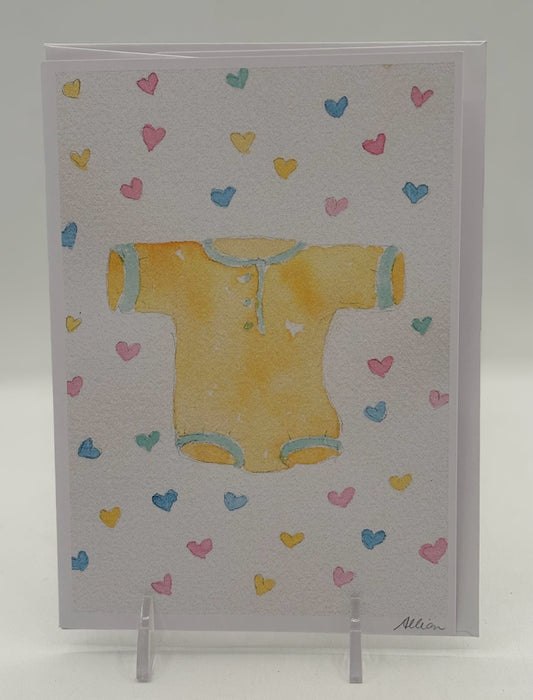 Yellow Onsie New Baby Card