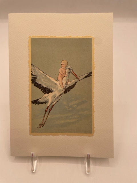 Stork In Flight New Baby Card
