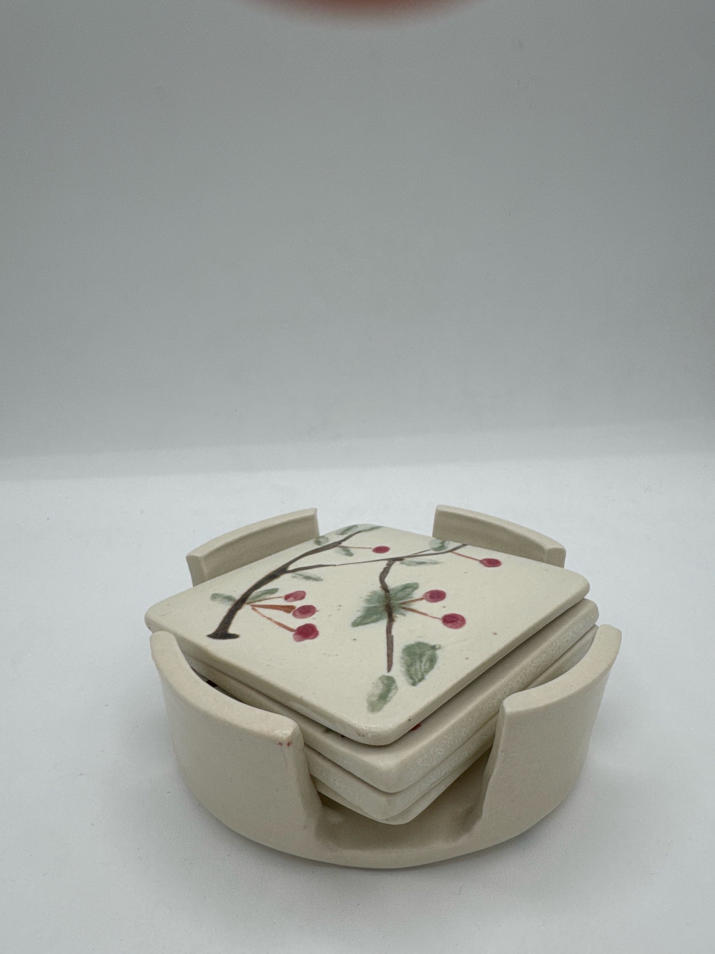 Porcelain Coaster with Holder