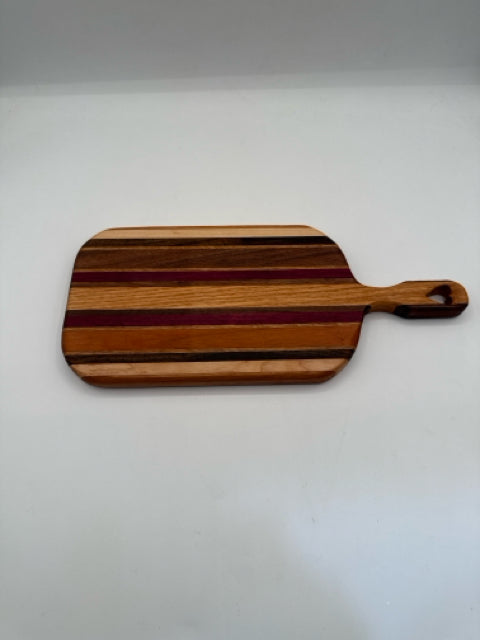 Mixed Hardwoods Cheese Board/Cutting Board With Heart Cut- Out in Handle