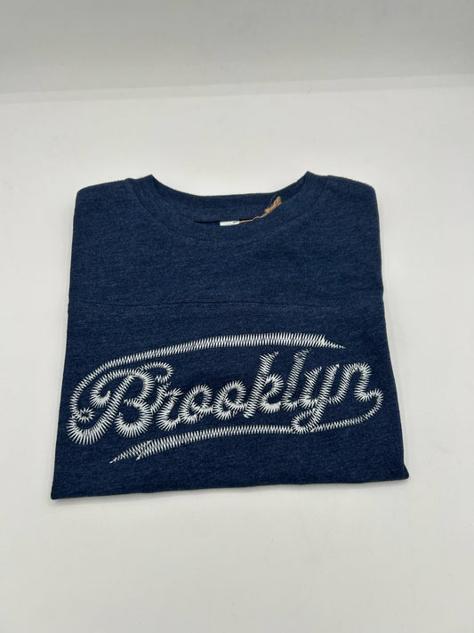 Brooklyn Script Youth Football T Blue/White Size M
