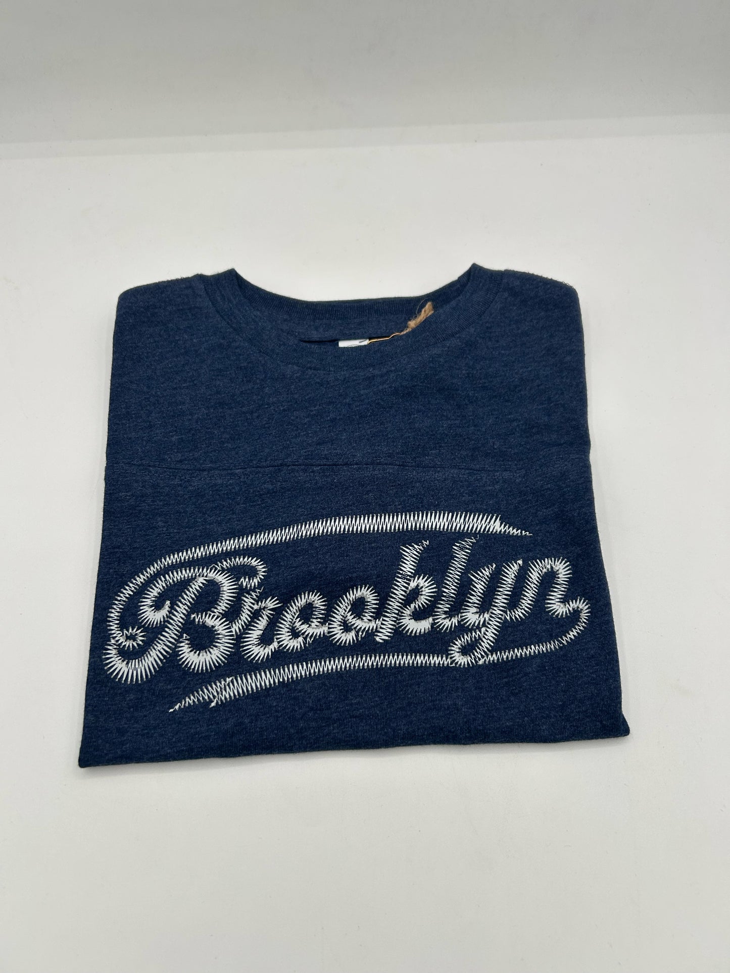 Brooklyn Script Youth Football T Blue/White Size L