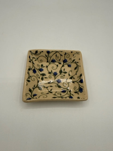 Trinket Dish With Blue Roses