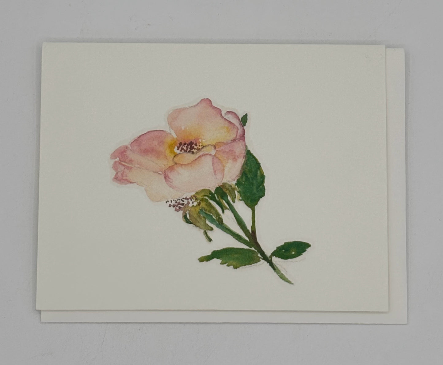 Watercolor Single Pink Rose Card