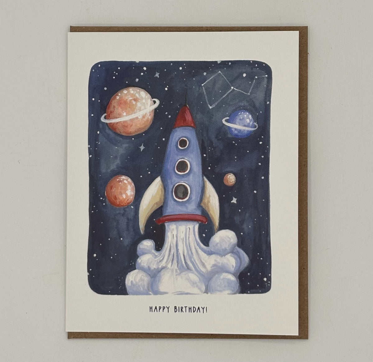 Rocket Ship Space Kids Birthday Card