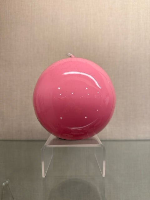 Meloria Lacquered Ball Candle Hand Finished in Pink
