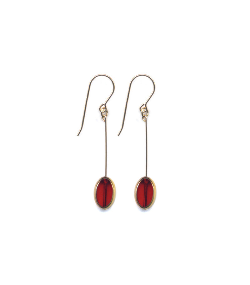 Burgundy Oval Earrings