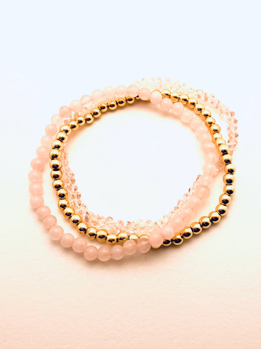 Triangular Pink Stack of 3  Bracelet