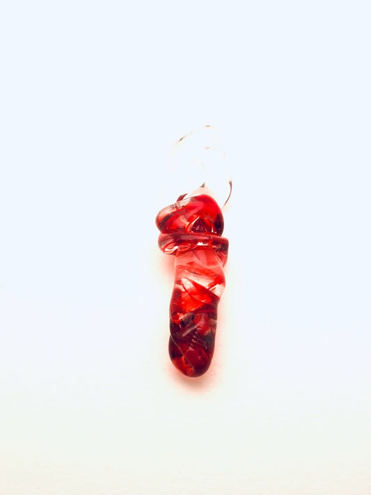 Borosilicate Glass Pendant, Clear with Red