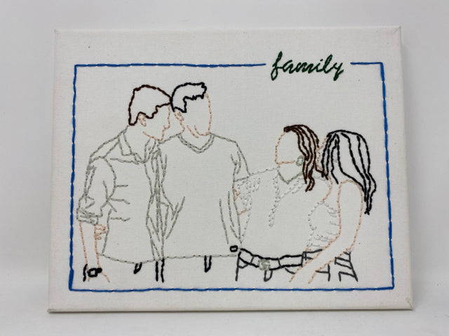 Hand Embroidered Portrait - 4 People
