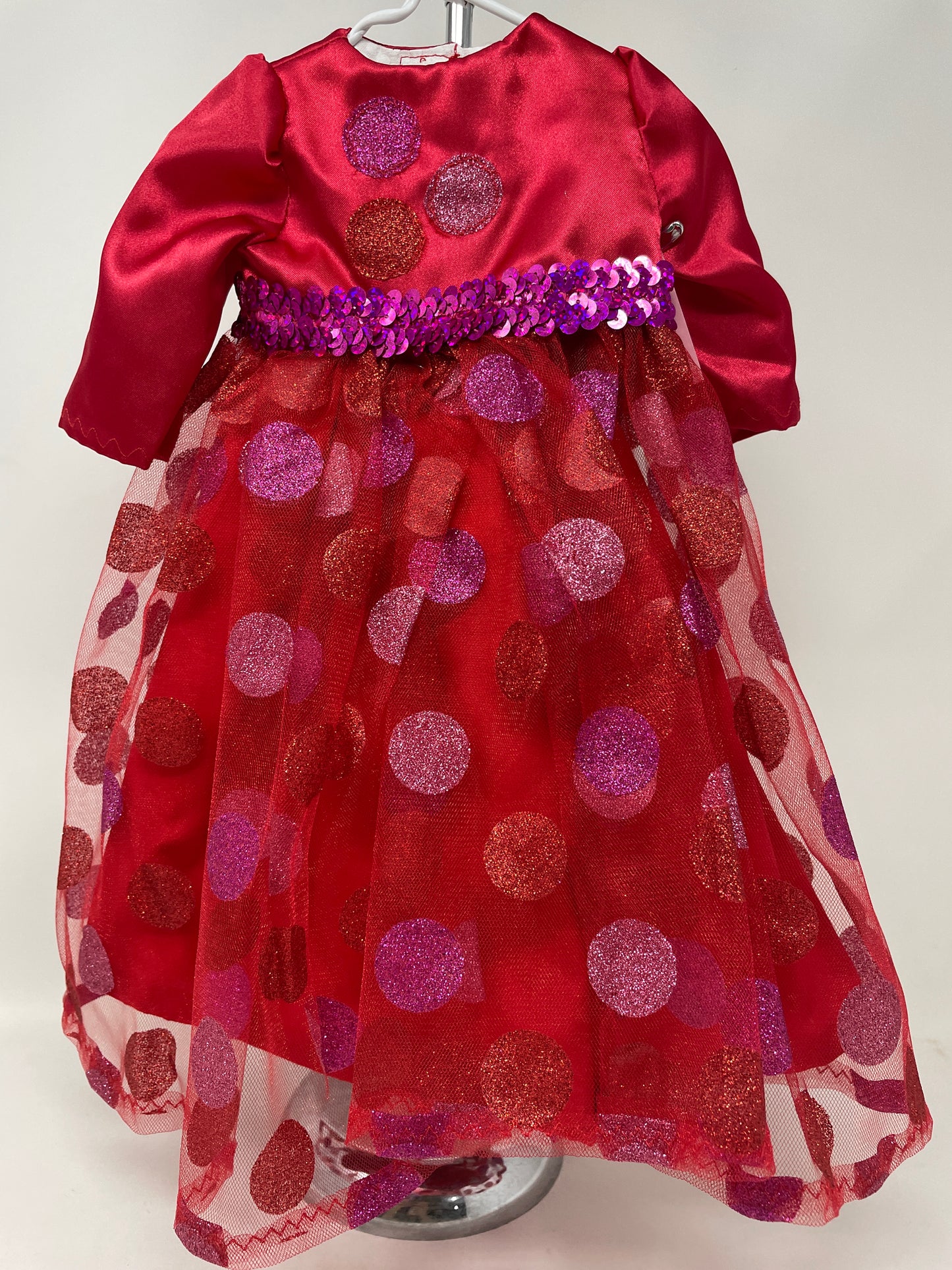 Red with Purple Sparkle Dress for 18" Doll