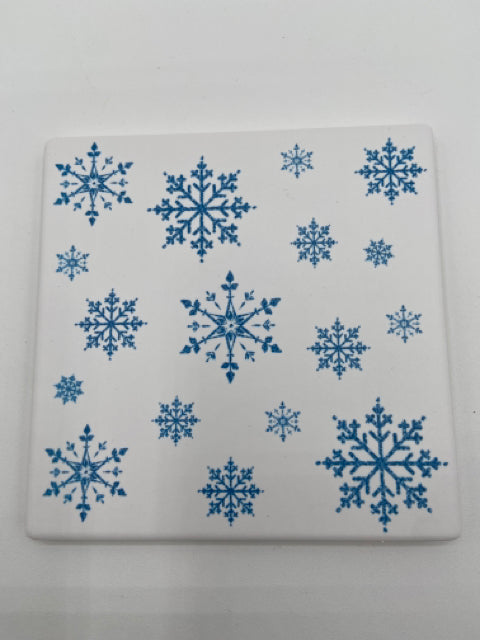 Ceramic Cork Backed Coaster- Snowflakes