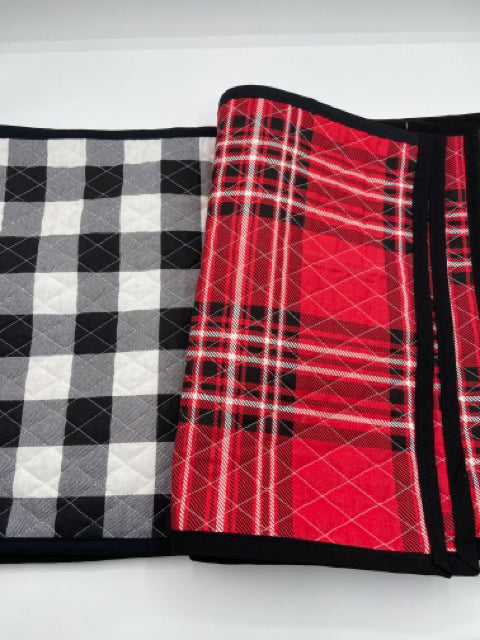 Black and White Checked/ Red Plaid Reversible Placemats