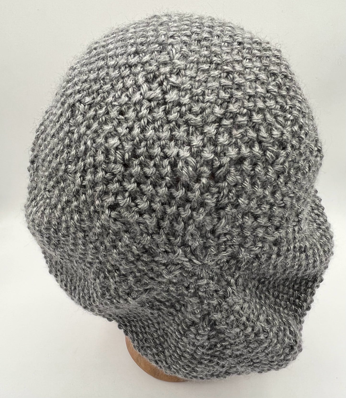 Grey Acrylic Seed Stitch Knit Slouch Hat