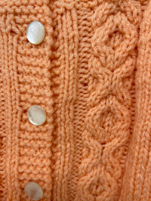 3-4 Y Peach Acrylic Cable Knit Cardigan