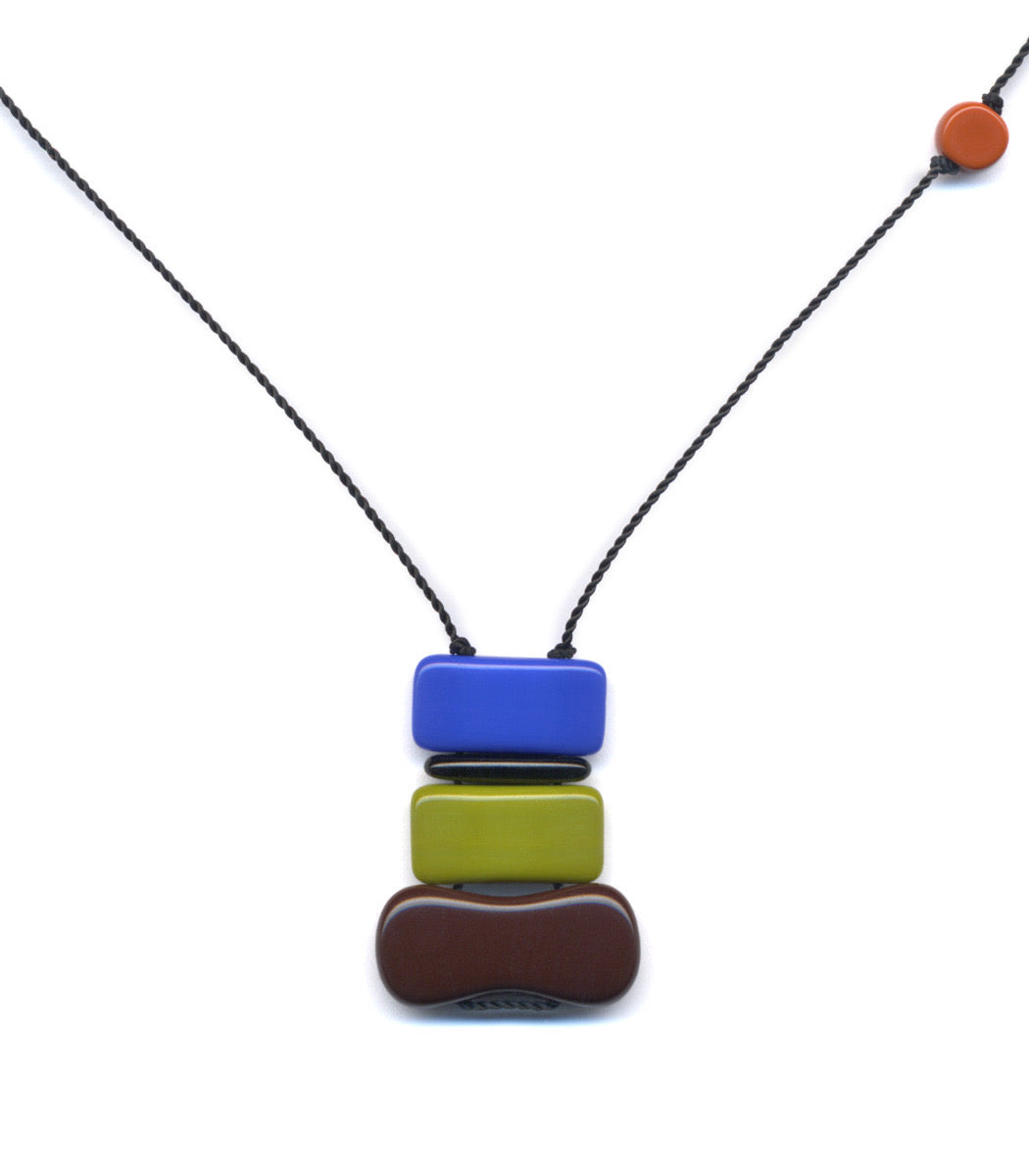 Colorblock Necklace, German Vintage Glass Beads