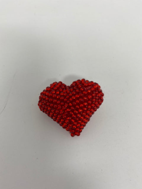 Beaded REd Heart Pin