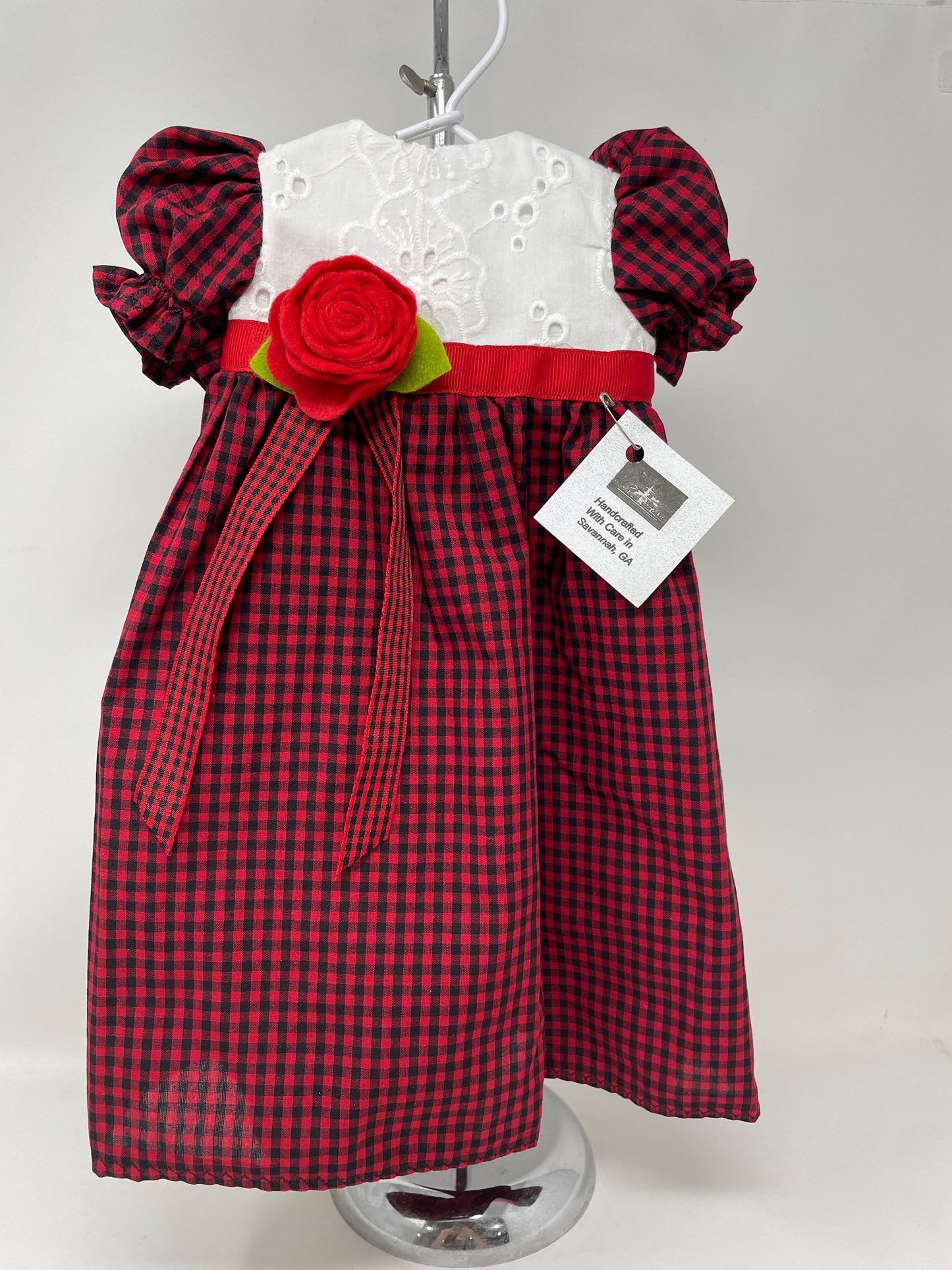 Red & Black Gingham Dress for 18" Doll