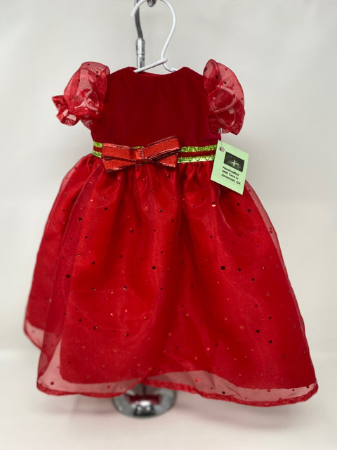 Red Sparkle Dress with Red and Green Trim for 18" Doll