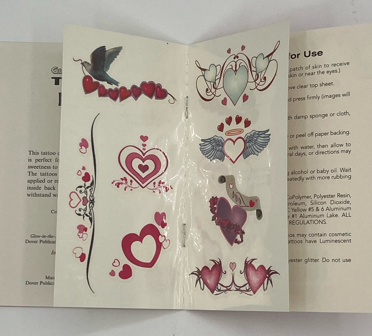 Valentine Tattoo Hearts-Glow in The Dark Activity Book