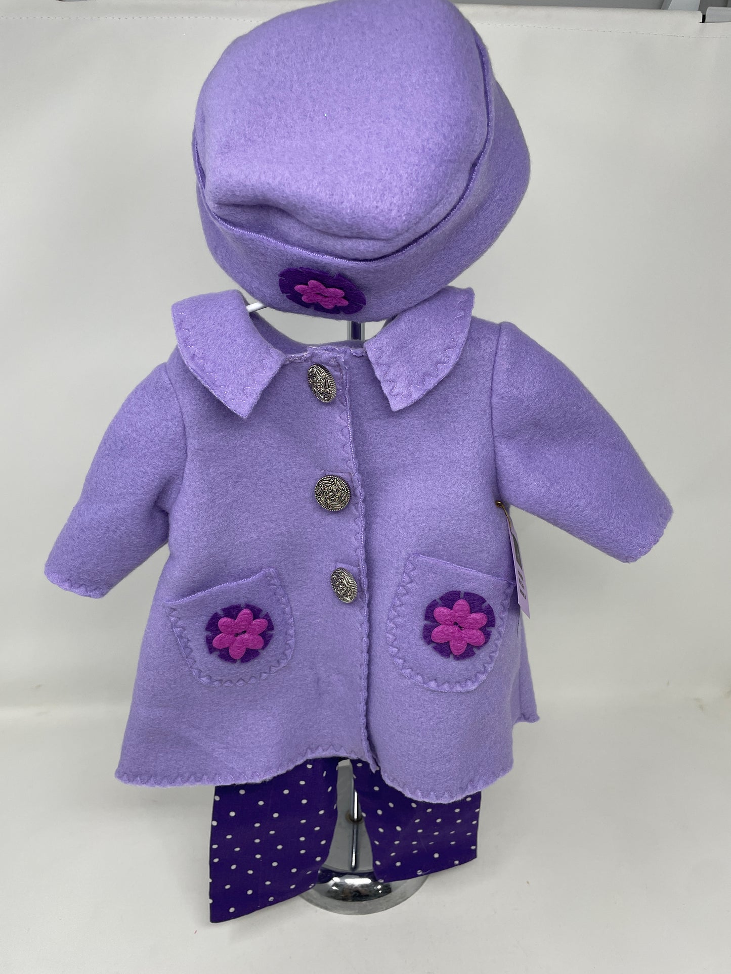 Purple Fleece Coat Set for 18" Doll