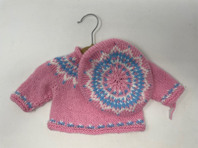 18" Doll Pink Pastels Knit Doll Sweater and Hat