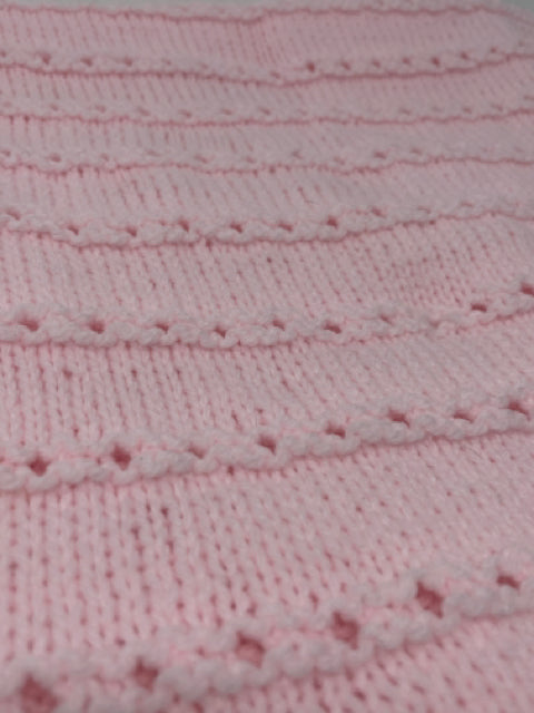 Pink Eyelet Acrylic Knit Blanket